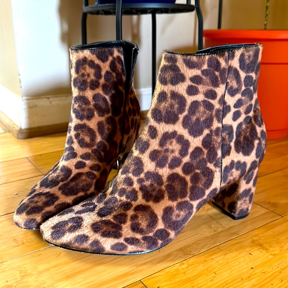 Leopard print booties